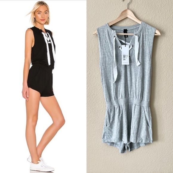 Bobi Lace Up Romper - Picture 1 of 6